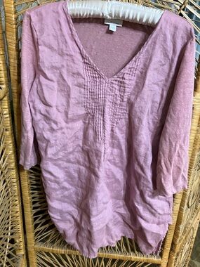 J. Jill Dusty Rose V-Neck Pintuck Tunic